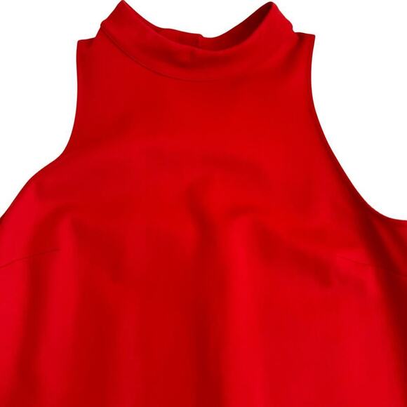 Anthropologie Maeve Alissa Swing Dress Red Drop Waist Mock Neck Flounce Sz S - Picture 14 of 16